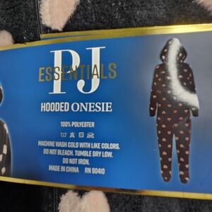 Essentials Black and Pink Hooded Footie